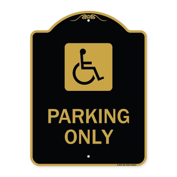 ADA Compliant Parking Accessible, Black & Gold Aluminum Architectural Sign, 18" x 24", BG-1824-24662